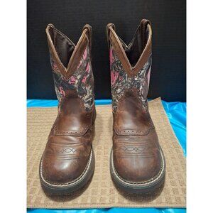 Justin Gypsy Western Boots 8.5B Pink Camo Leather Womens.